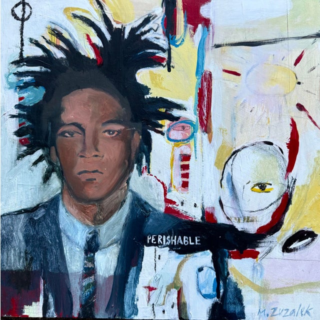 “Basquiat” is an abstract expressionist tribute to the raw energy and brilliance of Jean-Michel Basquiat. This Giclee...