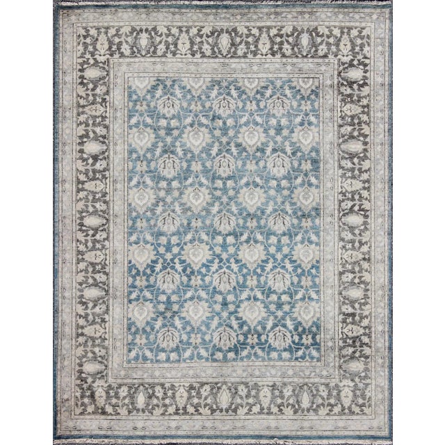 Tabriz Rug With All-Over Design in Blue, Gray and Brown by Keivan Woven Arts For Sale - Image 11 of 11