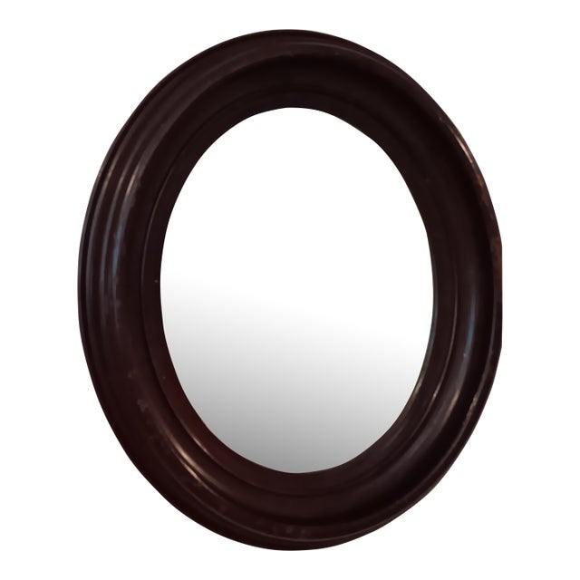 Last Call.Early 20th Century Oval Mahogany Wood Frame Mirror For Sale