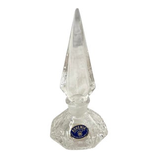 Vintage Bohemia Hand Cut Crystal Perfume Bottle For Sale