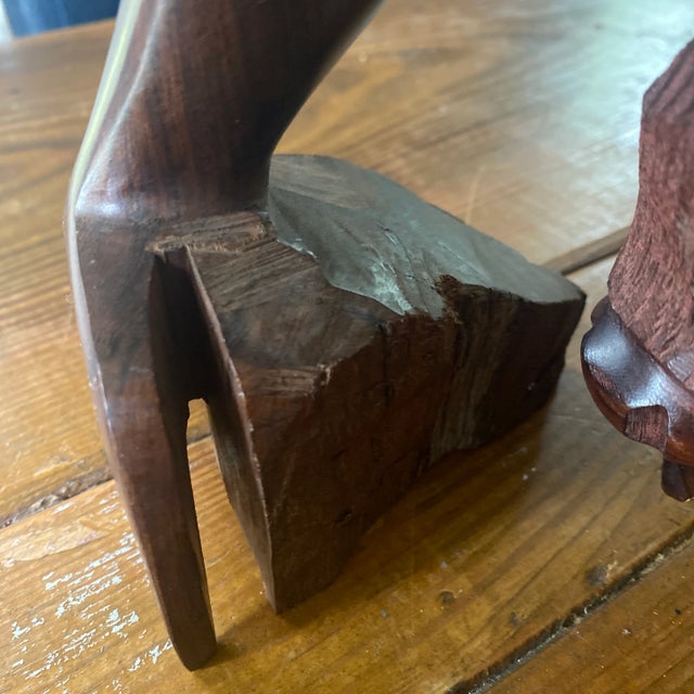 1970s 1970s Wooden Dolphin and Buffalo Statues - Set of 2 For Sale - Image 5 of 9