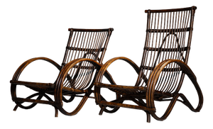 Sculptural Dutch Rattan Lounge Chairs, 1960s, Set of 2