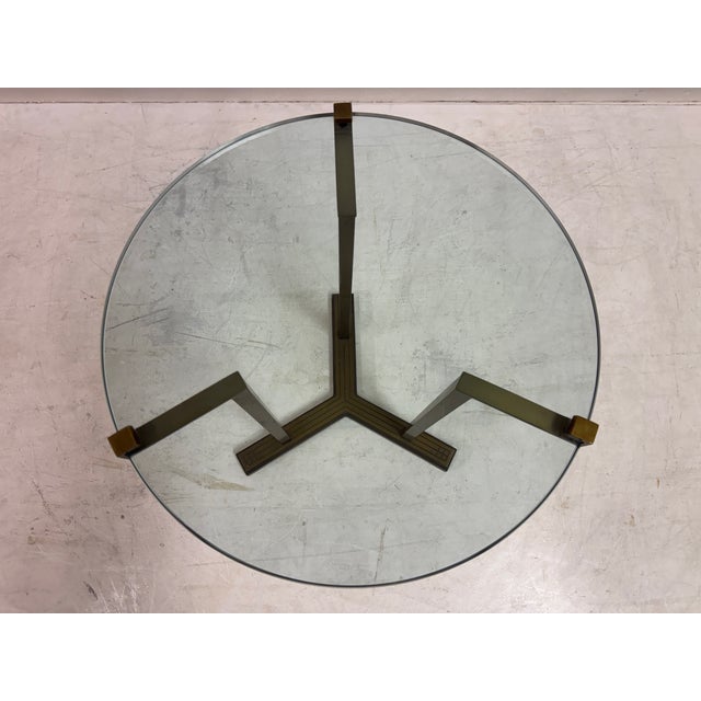 Metal Bronze and Glass Side Table by Peter Ghyczy, 1980s For Sale - Image 7 of 10