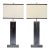 1980s Pair of Black and Chrome Table Lamps With Cream Rectangular Shades For Sale