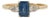 14k Gold 1.22ct Octagon Blue Sapphire & Pear Diamonds Three Stone Ring Size 6.5 For Sale