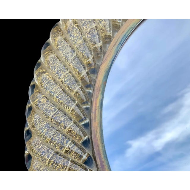Vintage Italian Venetian Vanity Mirror Art Deco W/ Gold Flecks Attributed to Murano Barovier & Toso For Sale In San Diego - Image 6 of 9