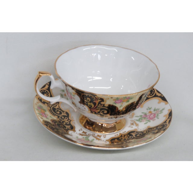 Staffordshire Elizabethan Bone China Balmoral Black Tea Cup and Saucer Set 4660B This lovely Set of Teacup and Saucer is...
