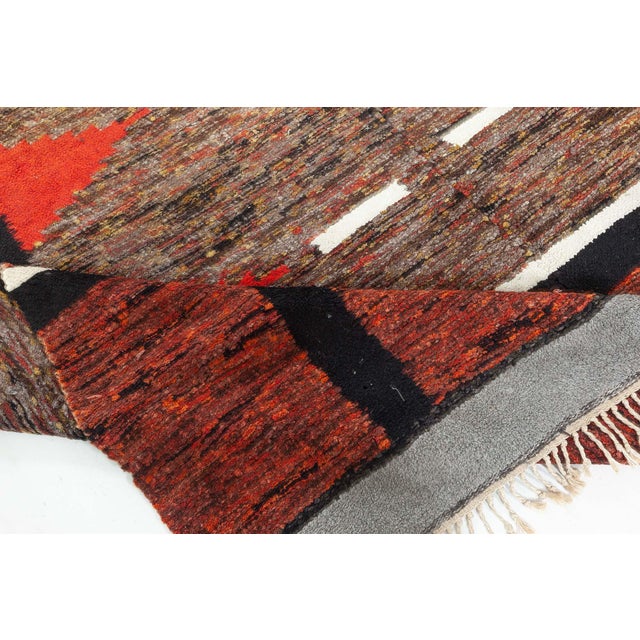 Textile Doris Leslie Blau Mid-20th Century Vintage Swedish Red Rag Rug For Sale - Image 7 of 9