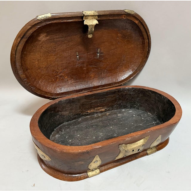 19th Century Middle Eastern Brass-Mounted Domed Teak Wood Box For Sale In Washington DC - Image 6 of 11