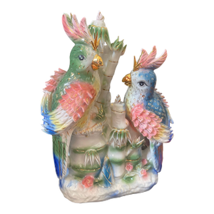 Vintage Asian Figurine Composition Ceramic Porcelain Birds/Parrots