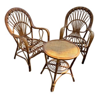 Wicker Set, 1950s, Set of 3 For Sale