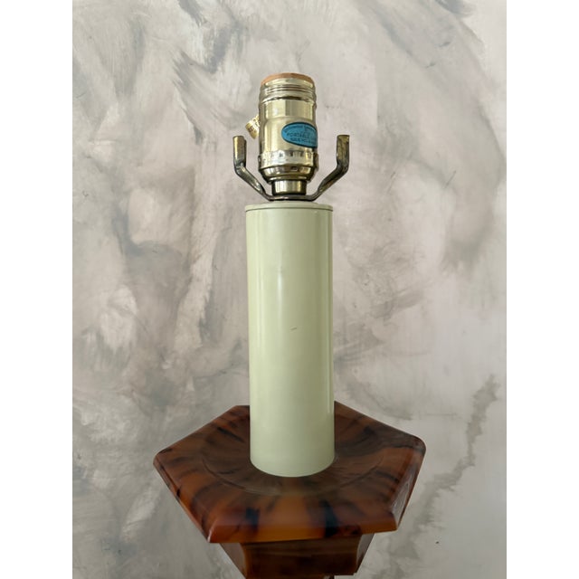 Vintage Stiffel Company Mid Century Modern Faux Tortoise Shell Table Lamps - A Pair For Sale - Image 10 of 12