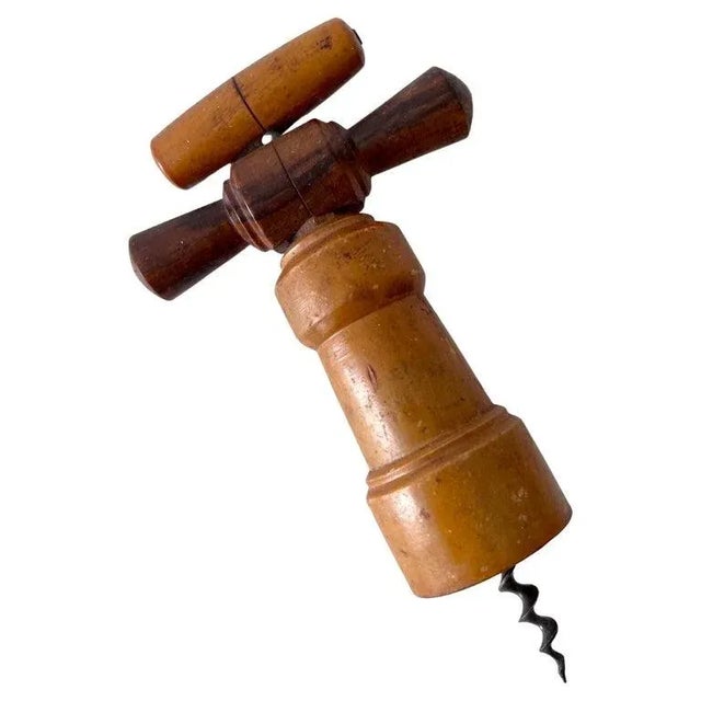 Brown Cork Screw Made of Wood with Metal Screw For Sale - Image 8 of 8