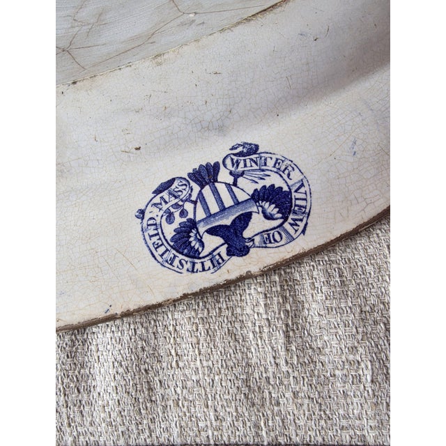 Large rarer size of the famous Staffordshire transferware view of the Elm Tree in Pittsfield Massachusetts. This has...