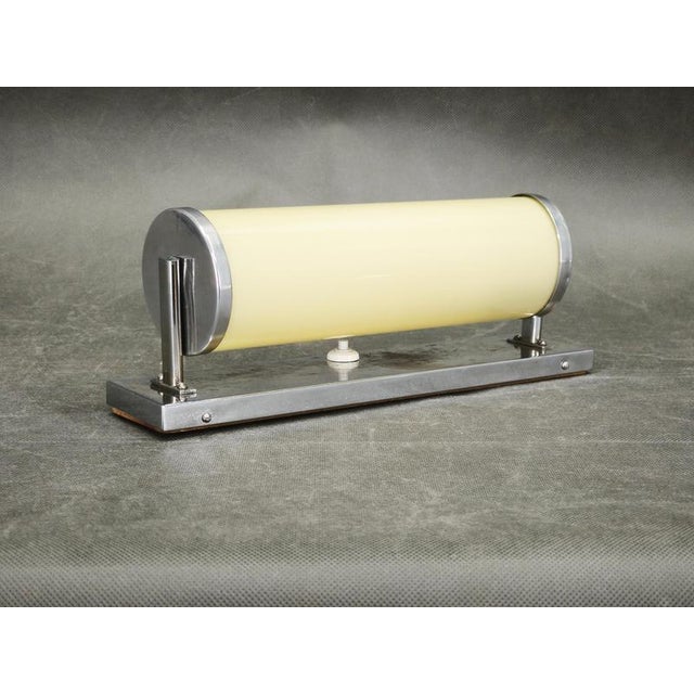 Metal Vintage Bauhaus Chrome Wall Light with Cream Opaline Glass, Czechoslovakia, 1930s For Sale - Image 7 of 11