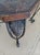 1980s Glass Top End Table With Leaf Etched Trim on Dark Metal Legs For Sale In Naples, FL - Image 6 of 7