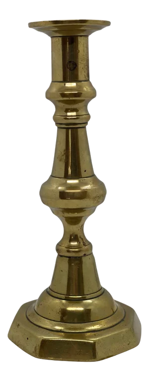Late 19th Century Victorian English Brass Single Candlestick
