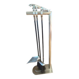 Mid-Century Modernist Danny Alessandro Steel Chrome Fireplace Tool Set For Sale