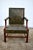 This Accent Chair has a Chippendale Style. The Frame is Mahogany with a Stretcher Base. Green Fabric Leather with Nail...