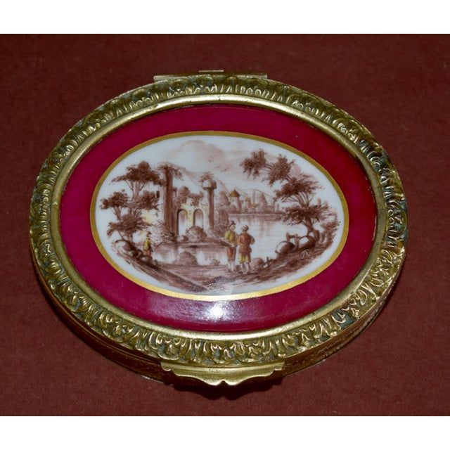 Antique Brass Jewelry Box French Classical Porcelain Vignette For Sale - Image 11 of 18