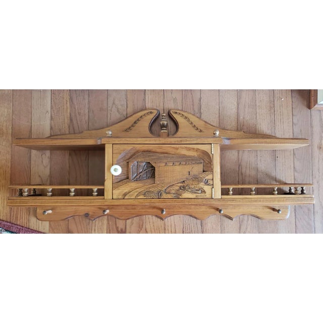 Vintage Arts and Crafts, Handcrafted Carved Pine Wall Cabinet signed Brabant. A great decorative piece of art. Great...