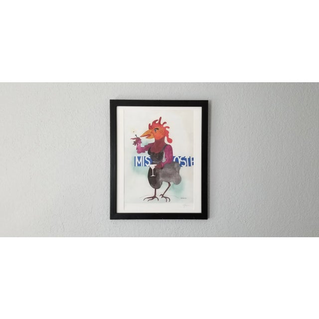 Abstract Edward Berkise Surrealist Abstract Watercolor Painting For Sale - Image 3 of 13