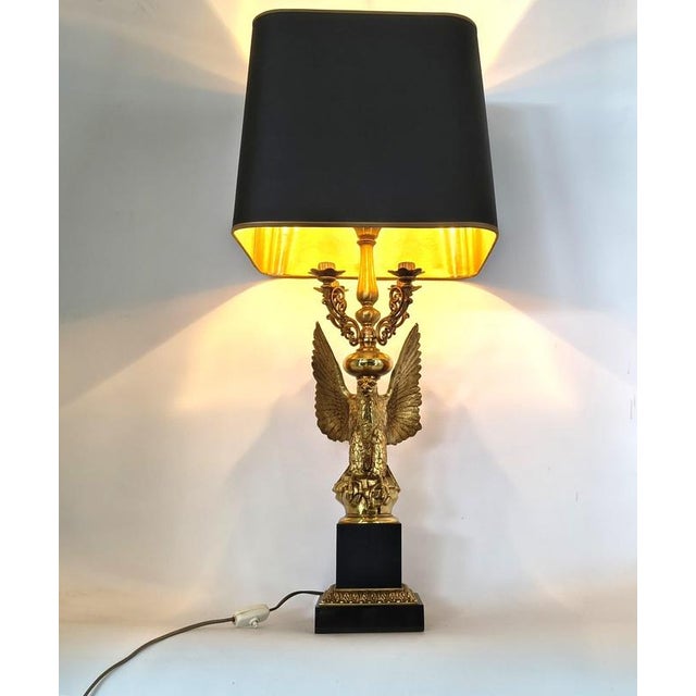 1970s Empire Brass Eagle Table Lamp from Lusterie Deknudt, 1970s For Sale - Image 5 of 12