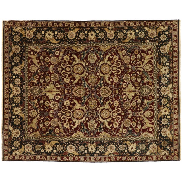 Traditional Vintage Indian Rug With Baroque Damask Style - 07'09 X 09'09 For Sale - Image 10 of 11