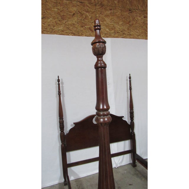 1980s American Drew Queen Poster Bed Carved Cherry For Sale - Image 6 of 8