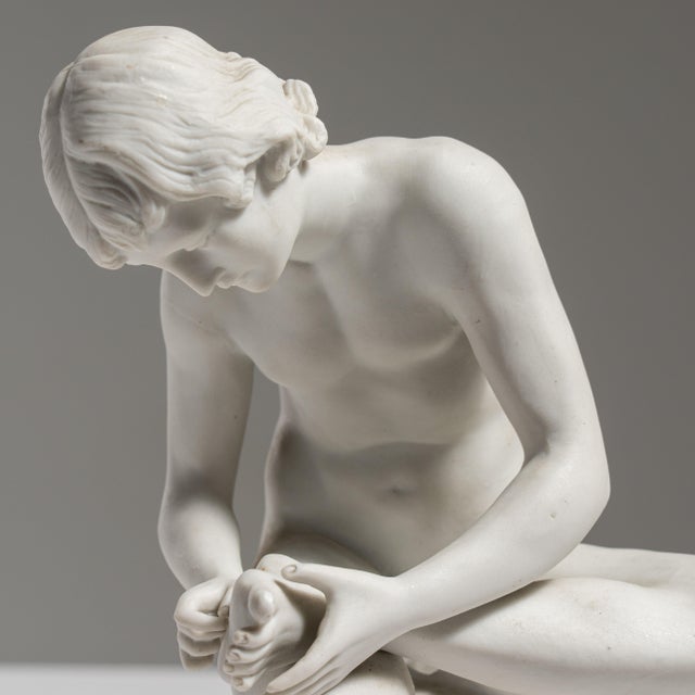 French 19th Century French Antique White Bisque Porcelain Figure of Spinario For Sale - Image 3 of 15