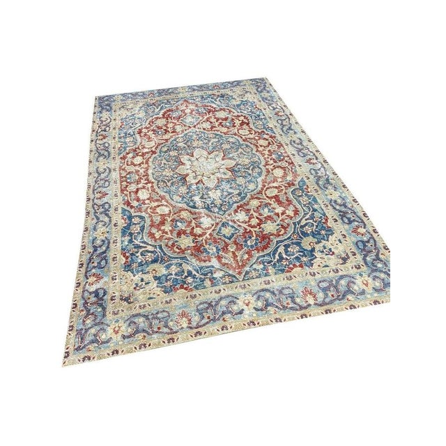 Textile 1940s Vintage Persian Tabriz Area Rug 6 X 10 For Sale - Image 7 of 12