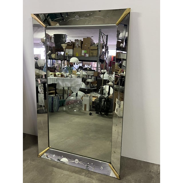 Vintage Venetian Mirror with Glass Frame and Embroidery, 1950s For Sale - Image 6 of 6