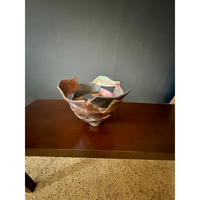 Copper Raku Fired Decorative Bowl by Aron Frogge For Sale - Image 8 of 9