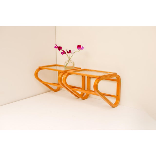 Scandinavian Bentwood and Glass Bedside Tables from Gemla, 1920s, Set of 2 For Sale - Image 8 of 14