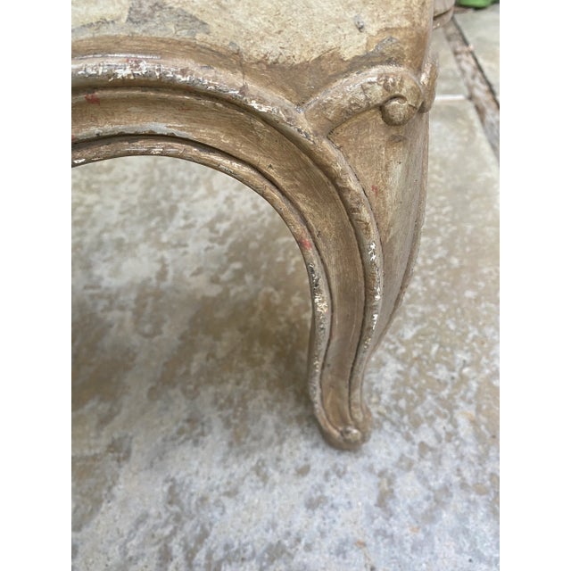 Rose Tarlow Rose Tarlow Louis XV Ottoman in Gilt Silver Leaf For Sale - Image 4 of 9