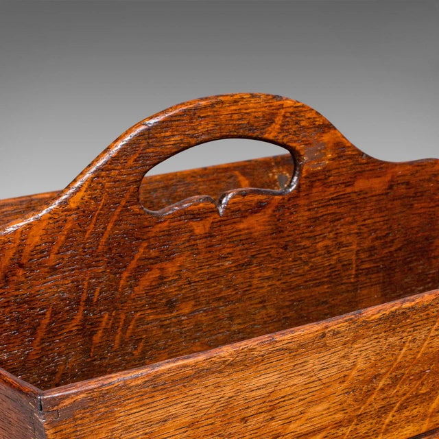 Brown Antique Ladies Country Kitchen Work Box, English, Oak, Garden Trug, Victorian For Sale - Image 8 of 9