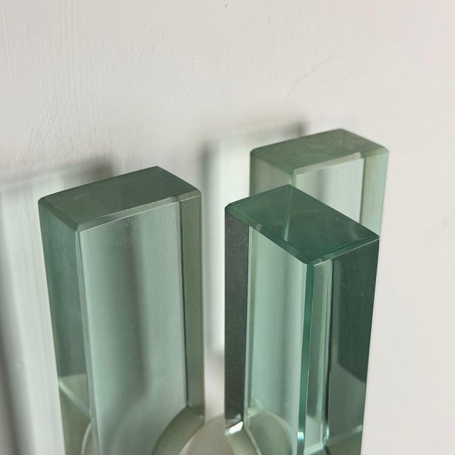 Triple Glass Wall Sconces in Thick Structural Glass from Gallotti & Radice, 1970s, Set of 3 For Sale - Image 16 of 18