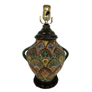 Italian Sgraffito Pottery Urn Table Lamp For Sale