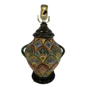 Italian Sgraffito Pottery Urn Table Lamp