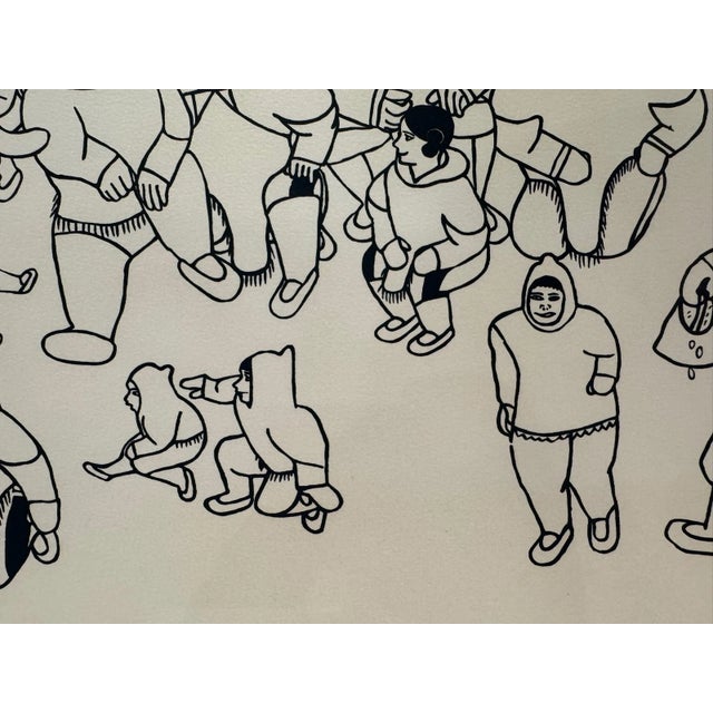 Hannah Kigusiuq Inuit Cape Dorset Stencil Print Gathering for Feast 1978 Signed For Sale In Atlanta - Image 6 of 10