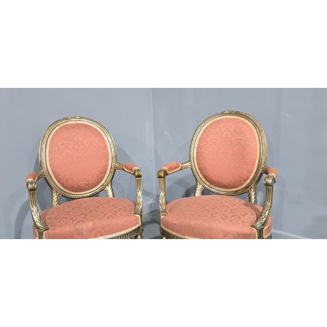 French Silver Gilt Elbow Chairs, 1910, Set of 2 For Sale - Image 3 of 16