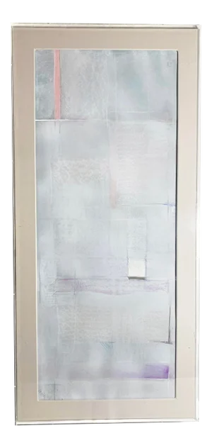1980s Extra Large, Oversized Original Signed Abstract Painting in Custom Acrylic Case