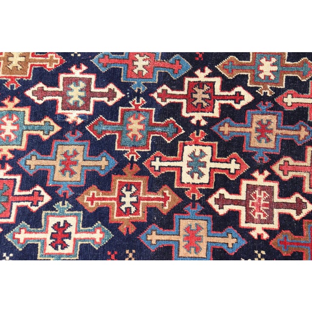 Late 19th Century Late 19th Century Kazak Runner With Geometric Design in Tribal Crosses For Sale - Image 10 of 12