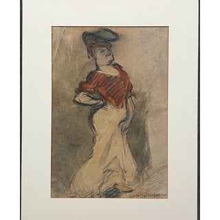 Gerhard Gyllenhammar, Lady, 1912, Pastel & Charcoal Drawing For Sale