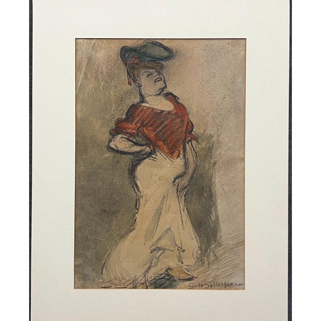 Gerhard Gyllenhammar, Lady, 1912, Pastel & Charcoal Drawing For Sale