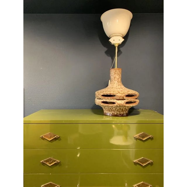 Mid-Century West German Stoneware Large Brutalist Lamp in the Style of Scheurich or Bay For Sale - Image 10 of 16