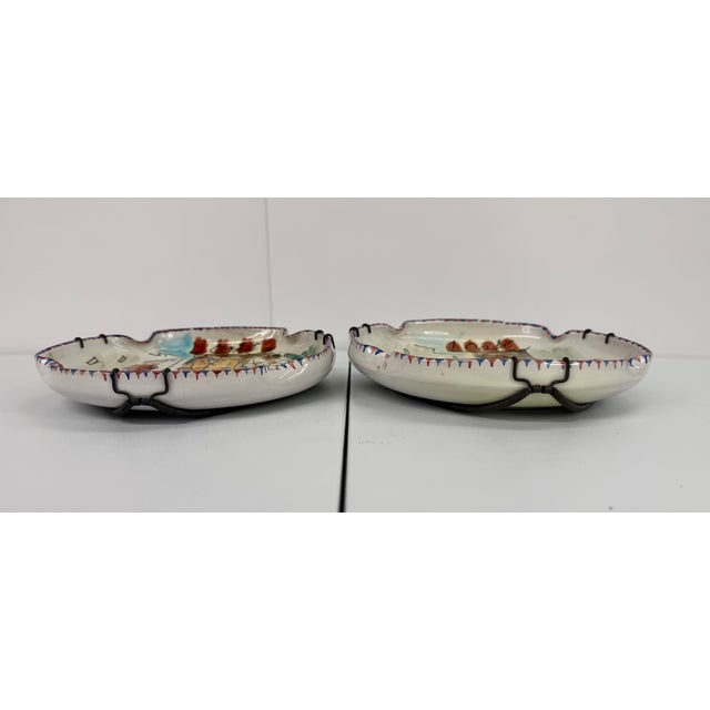 1980s Hand-Painted Italian Decorative Plates - A Pair For Sale - Image 9 of 12