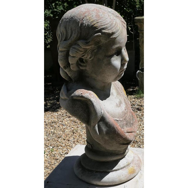 Garden Statue Head and Shoulder Bust of a Young Girl, 1950 For Sale - Image 4 of 7