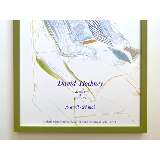 English David Hockney Vintage 1975 Lithograph Print Framed Paris Exhibition Poster " Jacques De Bascher De Beaumarchais " 1973 For Sale - Image 3 of 13