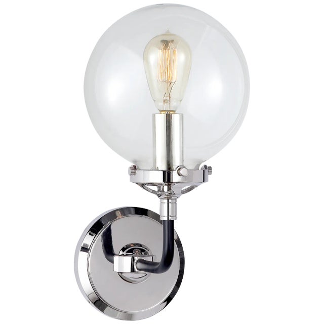 Modern Ian K. Fowler for Visual Comfort Signature Bistro Single Light Sconce in Polished Nickel & Black with Clear Glass For Sale - Image 3 of 3